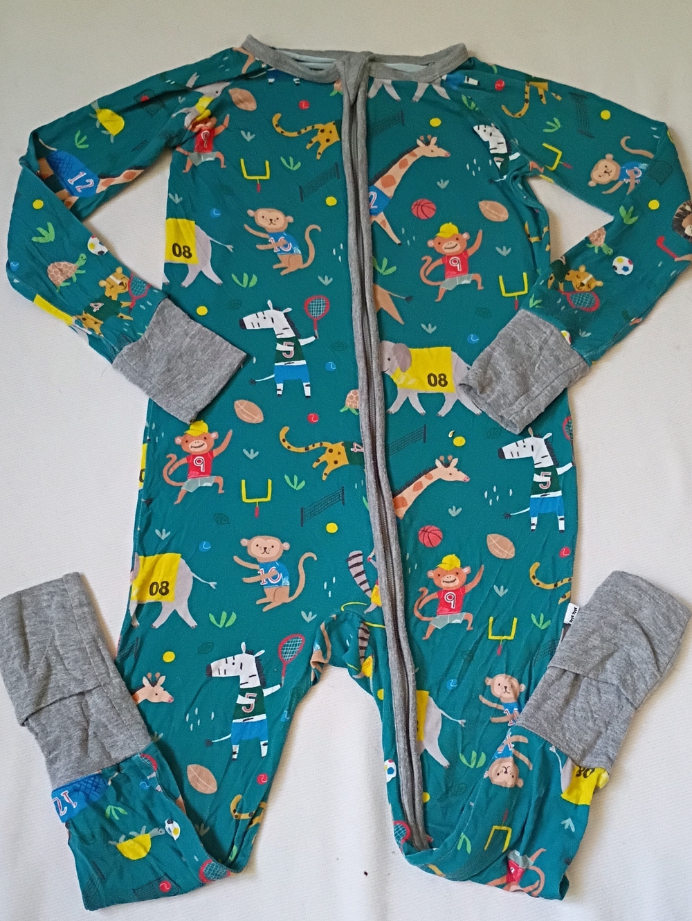 Little Sleepies Teal Animal Sports One-Piece